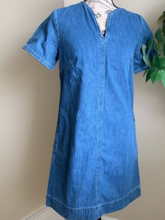 J.Crew Denim V-neck dress-AR634-BREEZY BLUE WASH-cotton-size 2-NWT - Picture 4 of 4